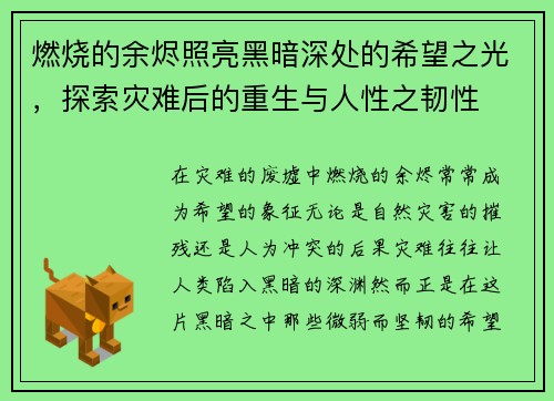 燃烧的余烬照亮黑暗深处的希望之光，探索灾难后的重生与人性之韧性